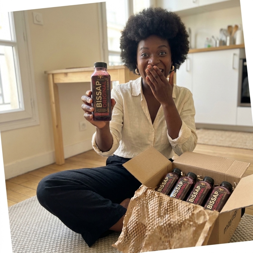 Pack famille Bissap Original Mayagri vue produit packaging noir or rouge